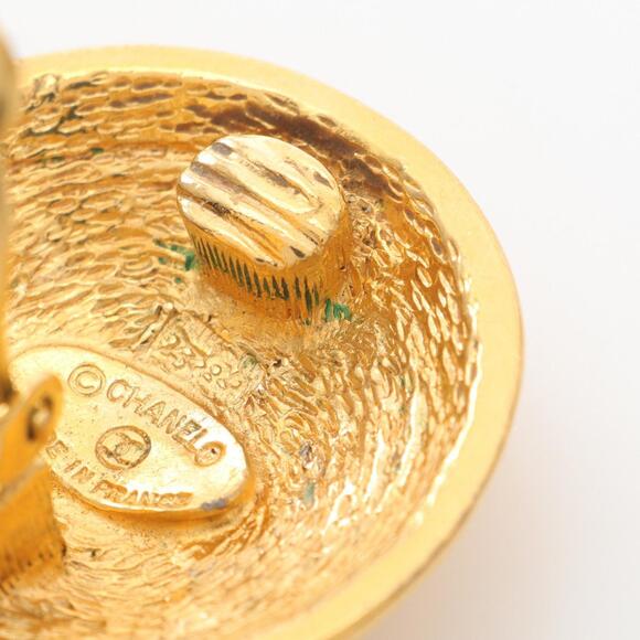 CHANEL Authentic Gold Logo Earrings